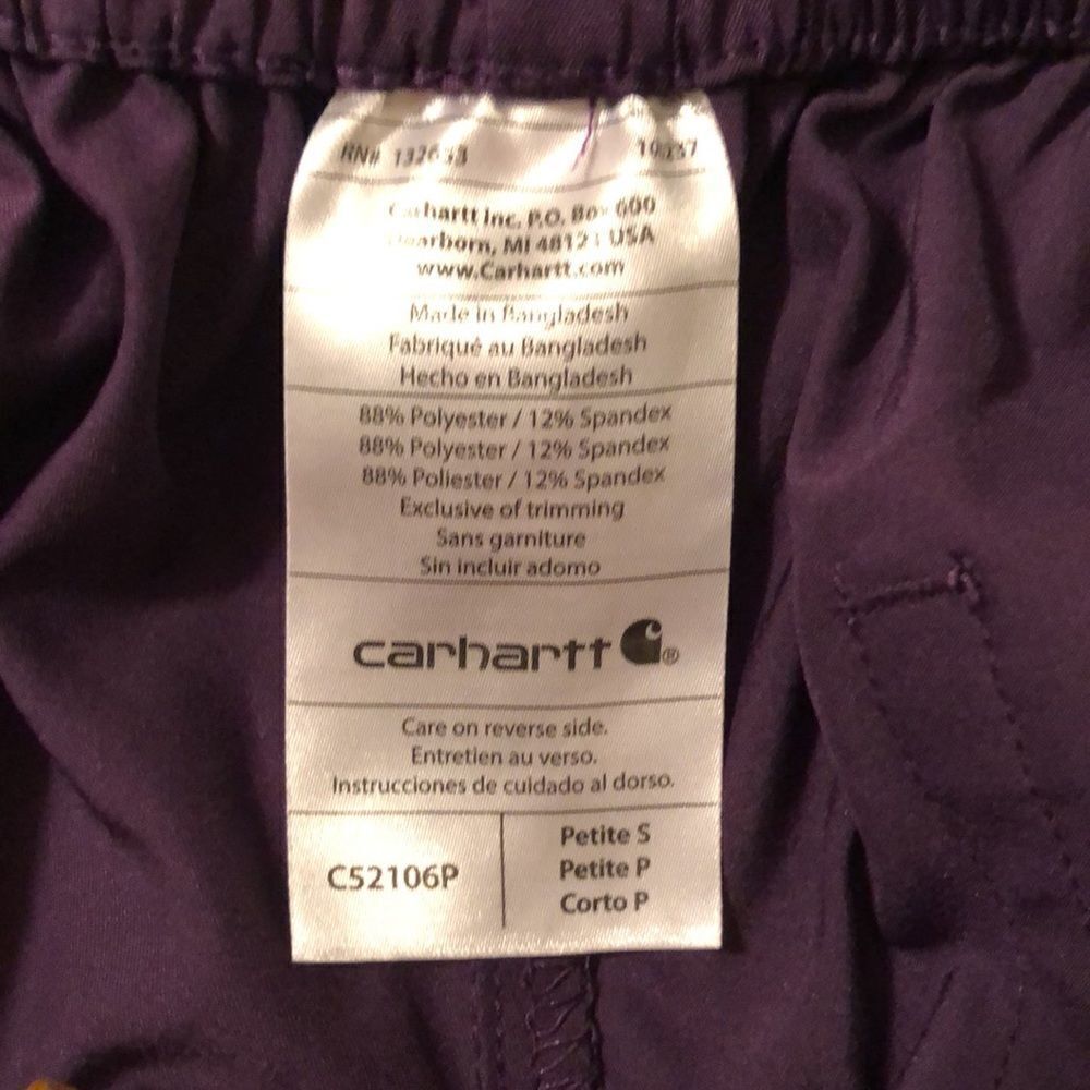 carhartt SP Force Purple Scrub Pants with Six Pockets Gold Drawstrings - Picture 12 of 14